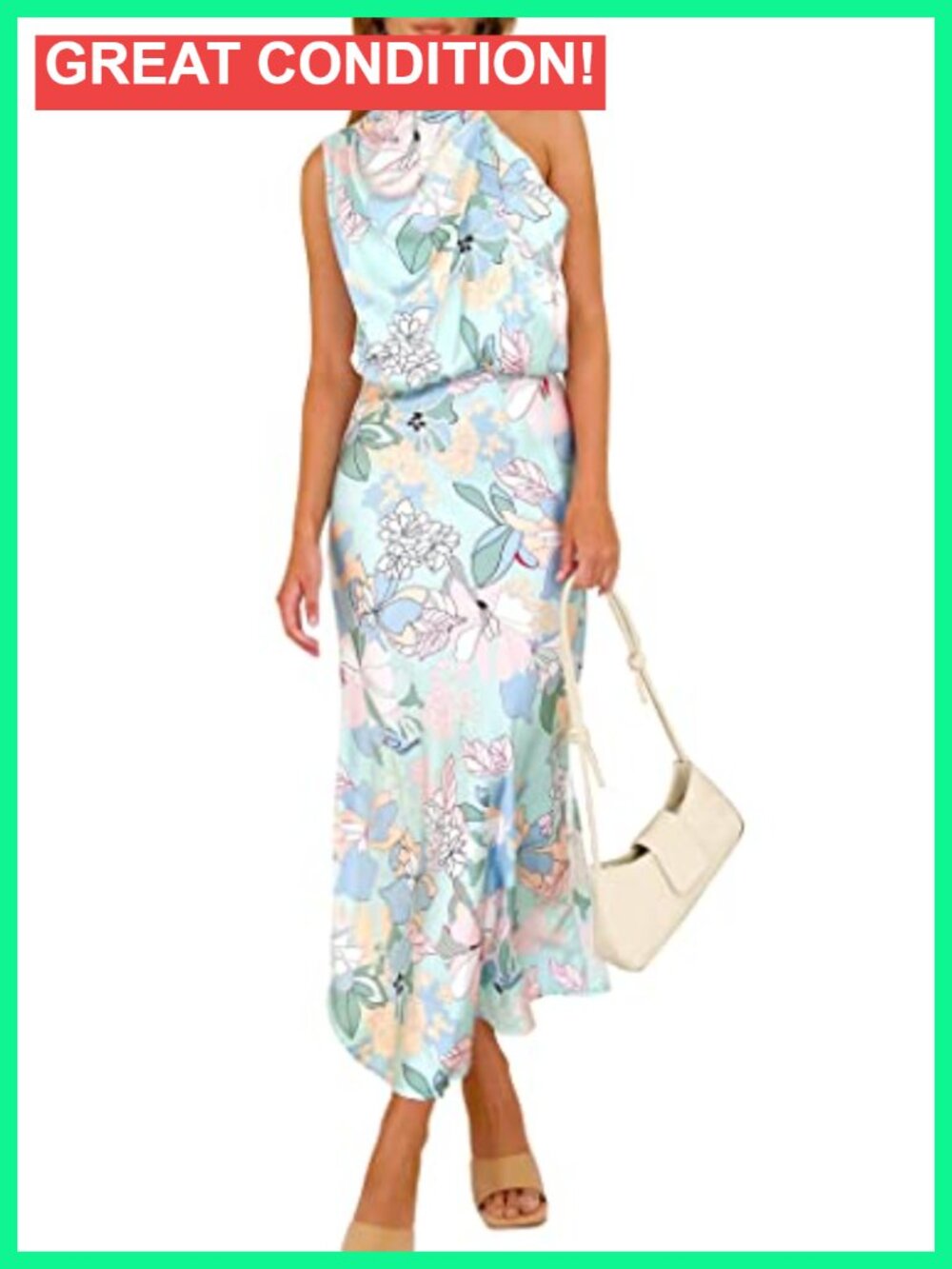 Satin Sleeveless Mock Neck Maxi Dress for Party Cocktail